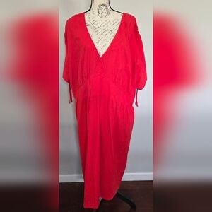 Ava + Viv Cotton Coral Dress In 3X